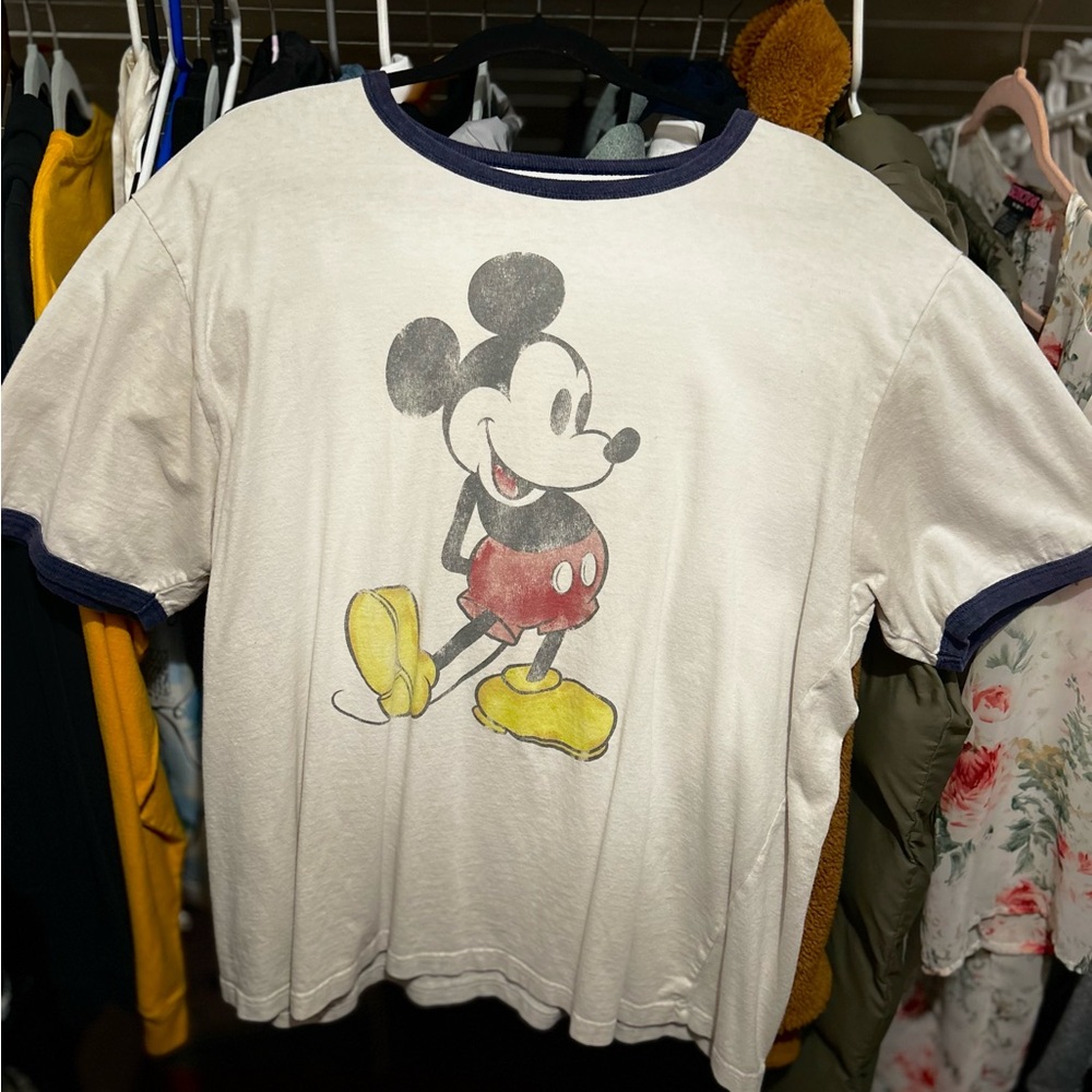 DISNEY Vintage Mickey mouse T shirt white and navy blue